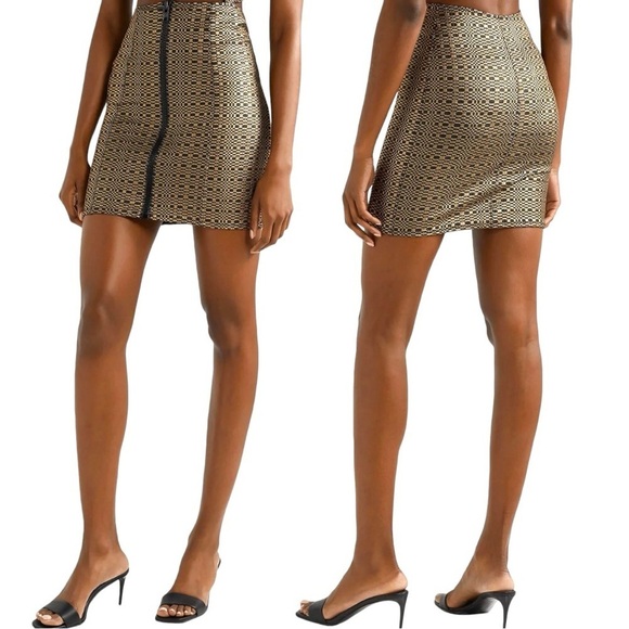 NWT LISA MARIE FERNANDEZ Metallic Seersucker Miniskirt Designers Size 1 US 4